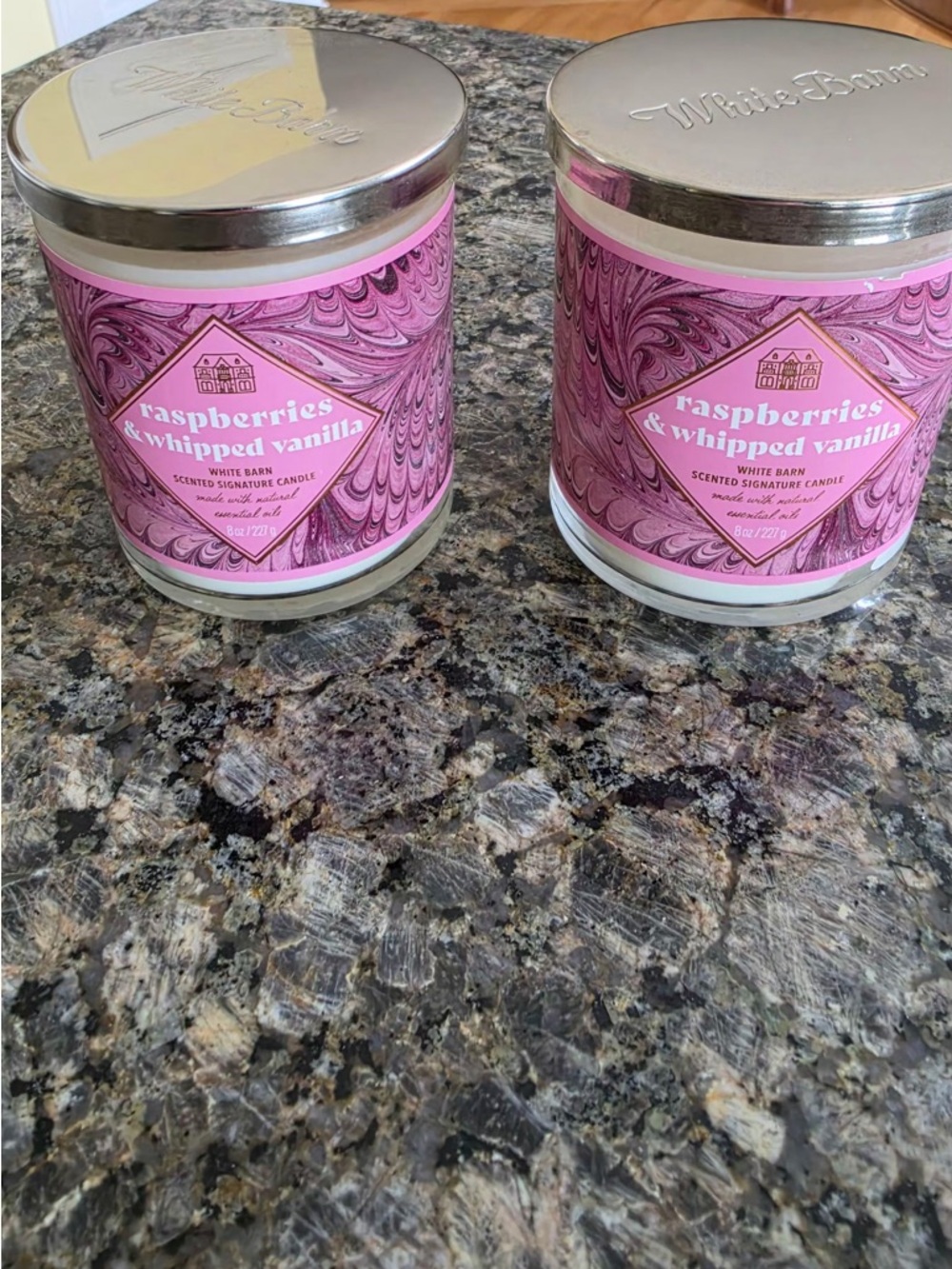 Set of 2! White Barn Raspberries & Whipped Vanilla Scented Candle - Pink